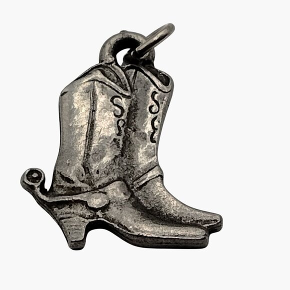 Cowboy Boot Pendant Charm Silver Western Style - Picture 1 of 3